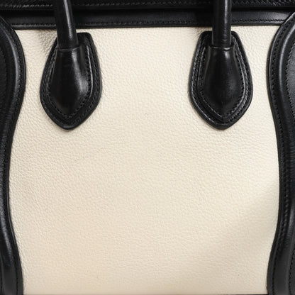 CELINE Nano Luggage Leather 2Way Handbag in Black x White