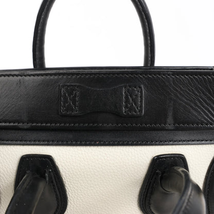 CELINE Nano Luggage Leather 2Way Handbag in Black x White