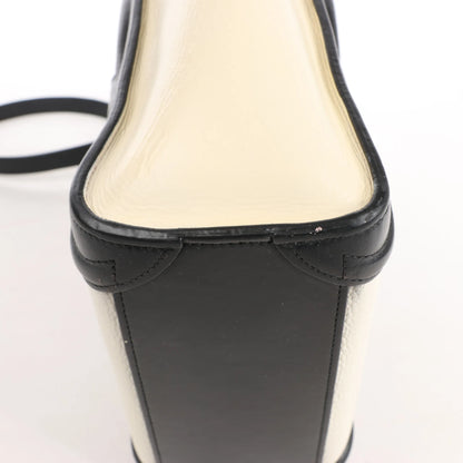 CELINE Nano Luggage Leather 2Way Handbag in Black x White