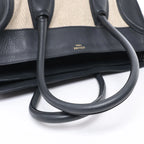 Celine Luggage Large Canvas & Leather Handbag in Beige x Black