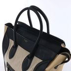 Celine Luggage Large Canvas & Leather Handbag in Beige x Black