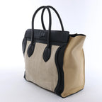 Celine Luggage Large Canvas & Leather Handbag in Beige x Black