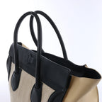 Celine Luggage Large Canvas & Leather Handbag in Beige x Black