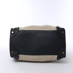 Celine Luggage Large Canvas & Leather Handbag in Beige x Black
