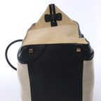 Celine Luggage Large Canvas & Leather Handbag in Beige x Black