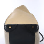 Celine Luggage Large Canvas & Leather Handbag in Beige x Black