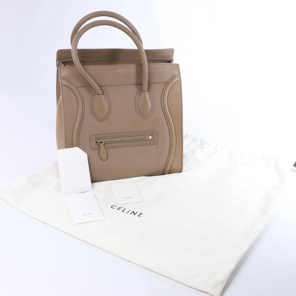 Celine Luggage Micro Leather Handbag in Brown