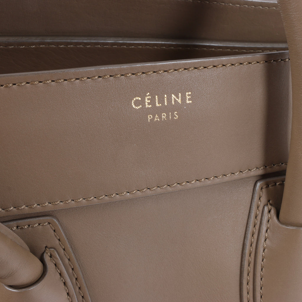 Celine Luggage Micro Leather Handbag in Brown