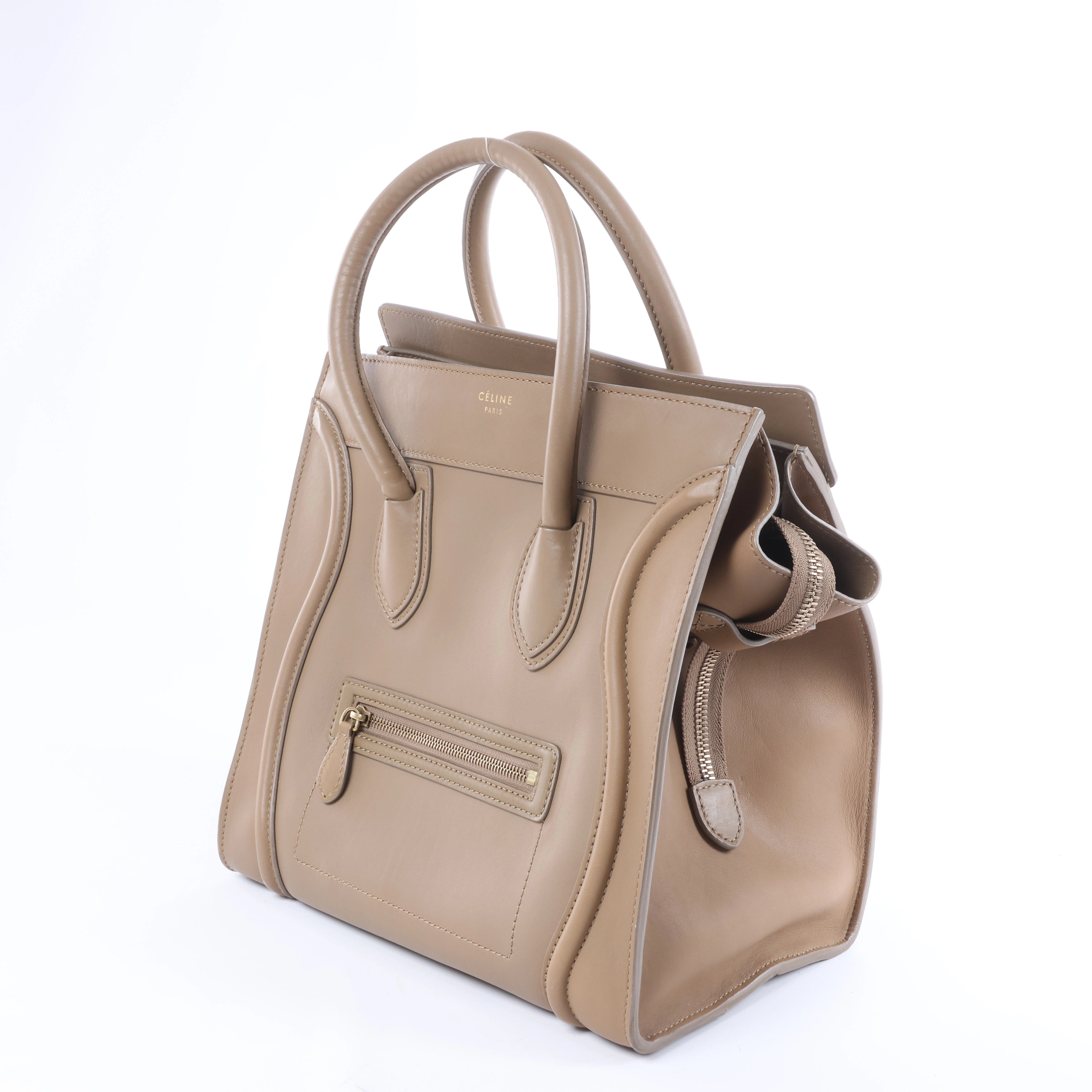 Celine Luggage Micro Leather Handbag in Brown