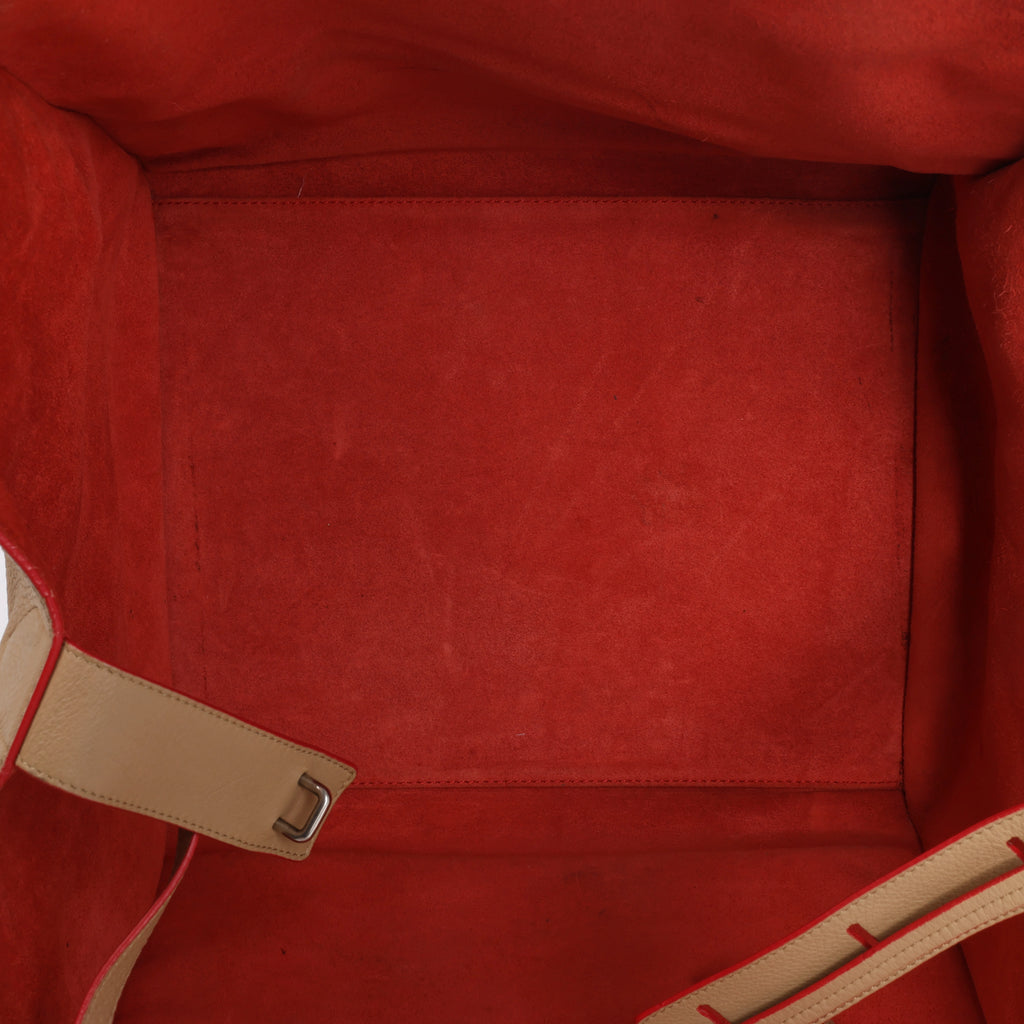 Celine Luggage Phantom Leather Handbag in Beige x Red