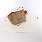 Celine Luggage Phantom Leather Handbag in Beige x Red