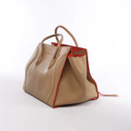 Celine Luggage Phantom Leather Handbag in Beige x Red
