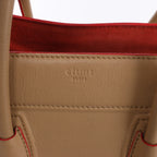 Celine Luggage Phantom Leather Handbag in Beige x Red