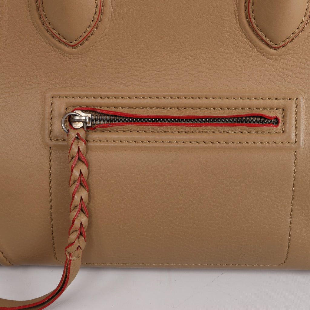 Celine Luggage Phantom Leather Handbag in Beige x Red