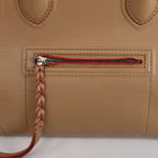 Celine Luggage Phantom Leather Handbag in Beige x Red