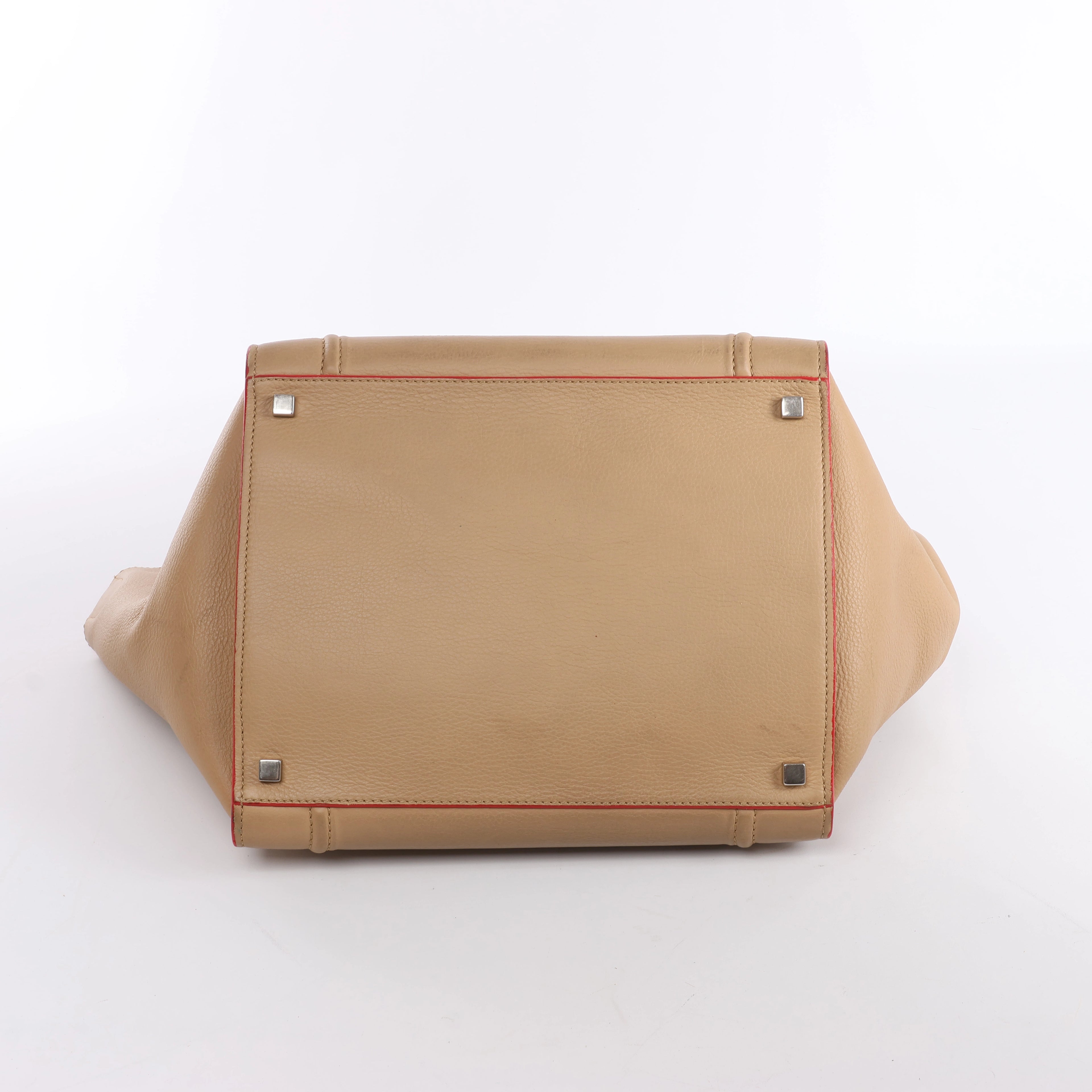 Celine Luggage Phantom Leather Handbag in Beige x Red