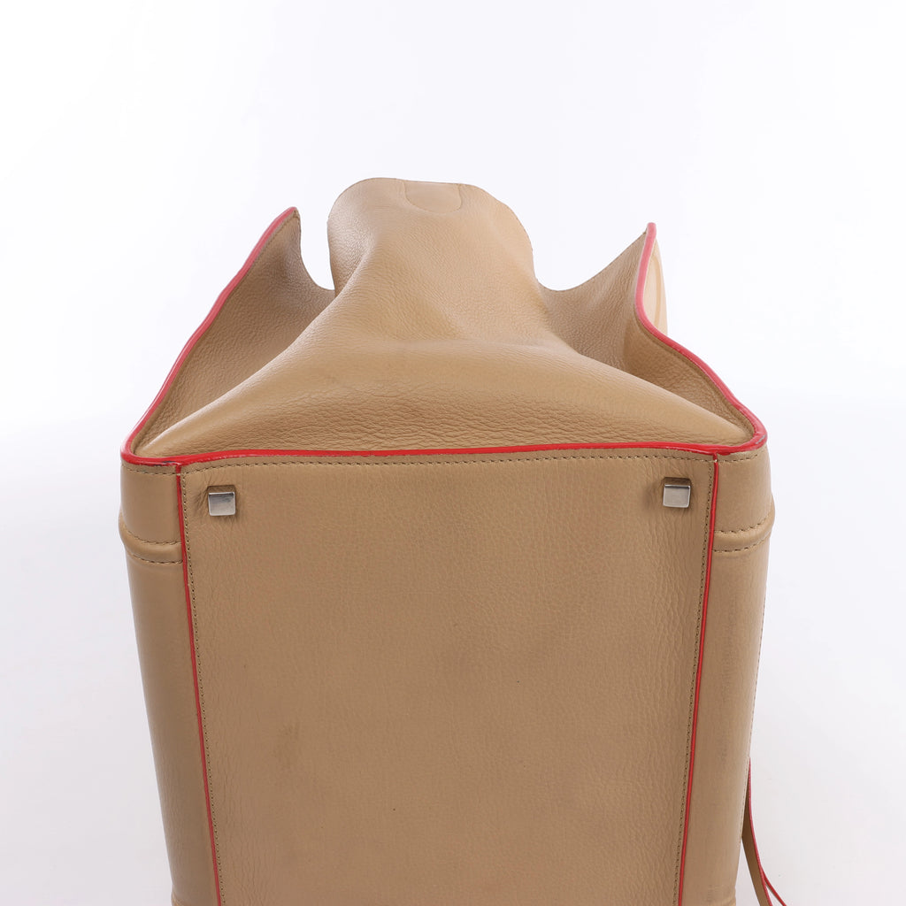 Celine Luggage Phantom Leather Handbag in Beige x Red
