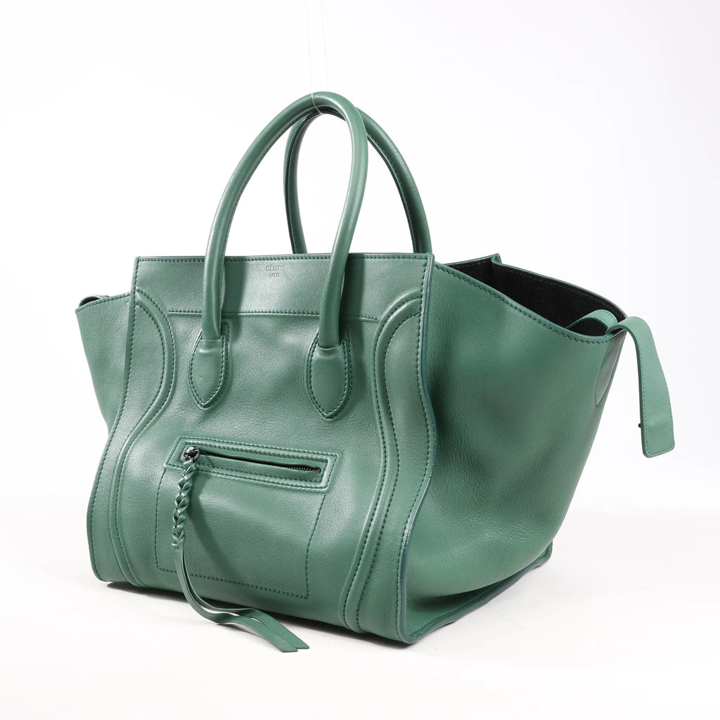CELINE Luggage Phantom Small Leather Handbag in Green