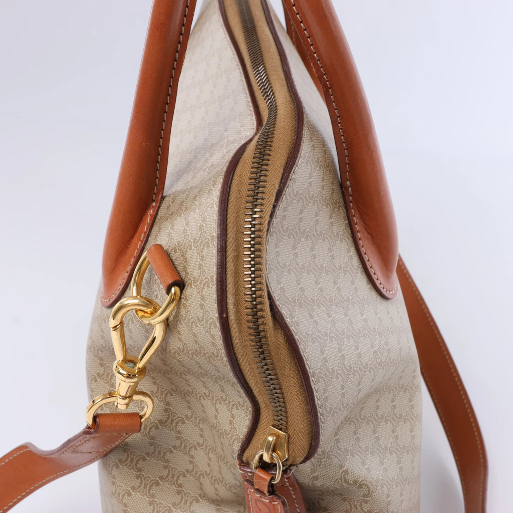 Celine Macadam Canvas x Leather 2Way Handbag in Beige