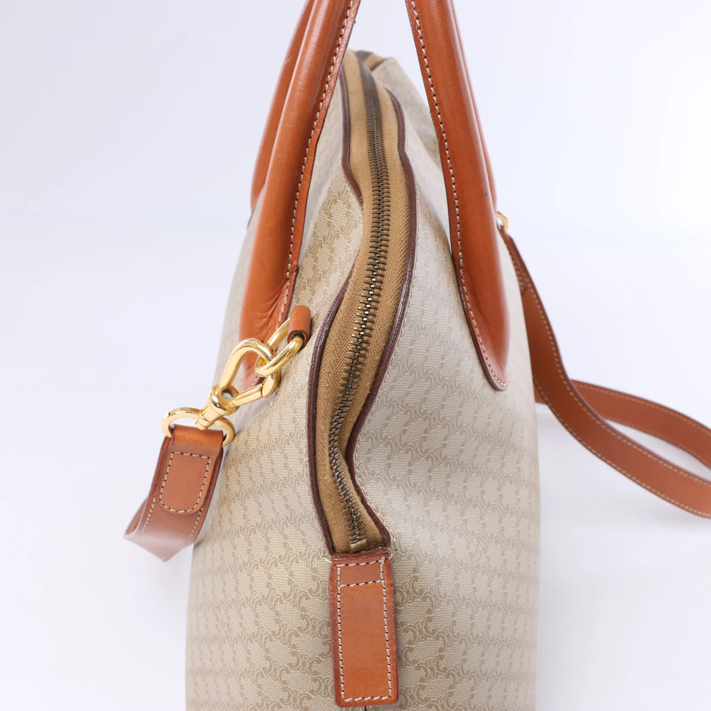 Celine Macadam Canvas x Leather 2Way Handbag in Beige