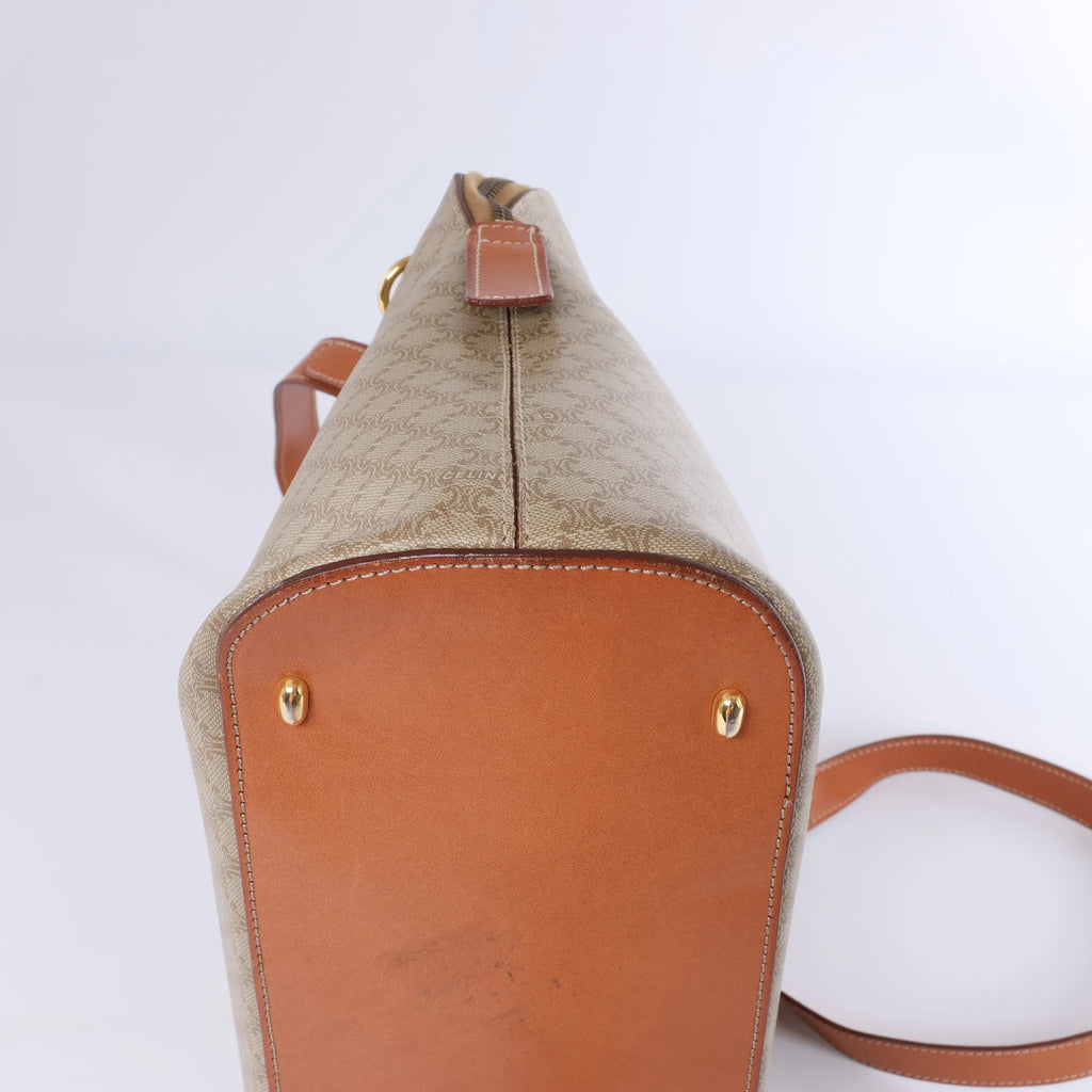 Celine Macadam Canvas x Leather 2Way Handbag in Beige