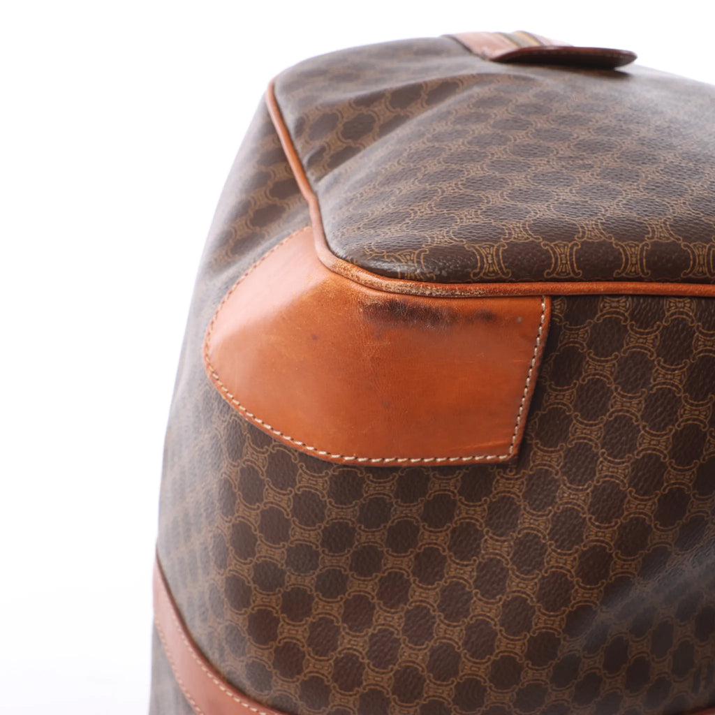 Celine Macadam Boston PVC & Leather Travel Bag in Brown