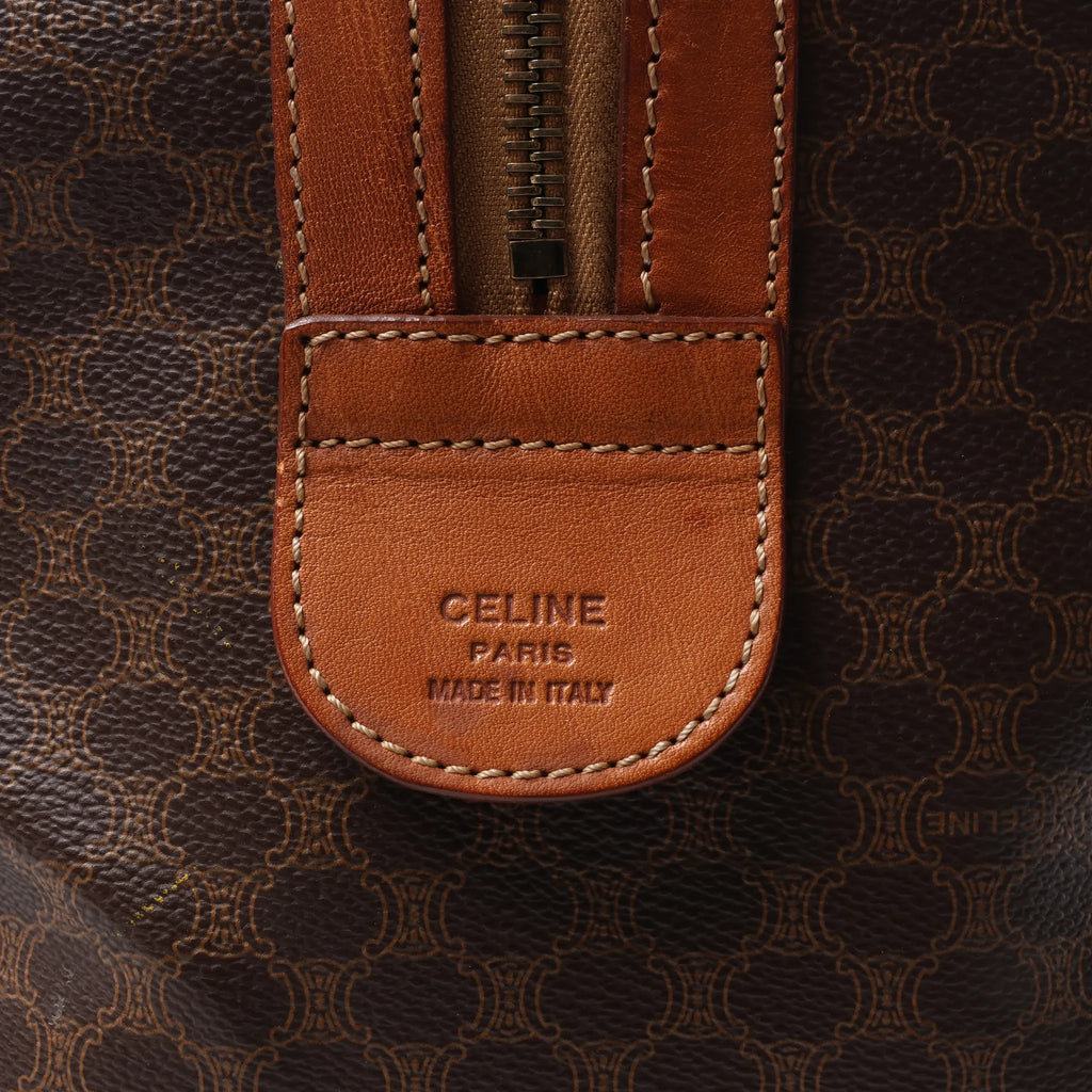 Celine Macadam Boston PVC & Leather Travel Bag in Brown