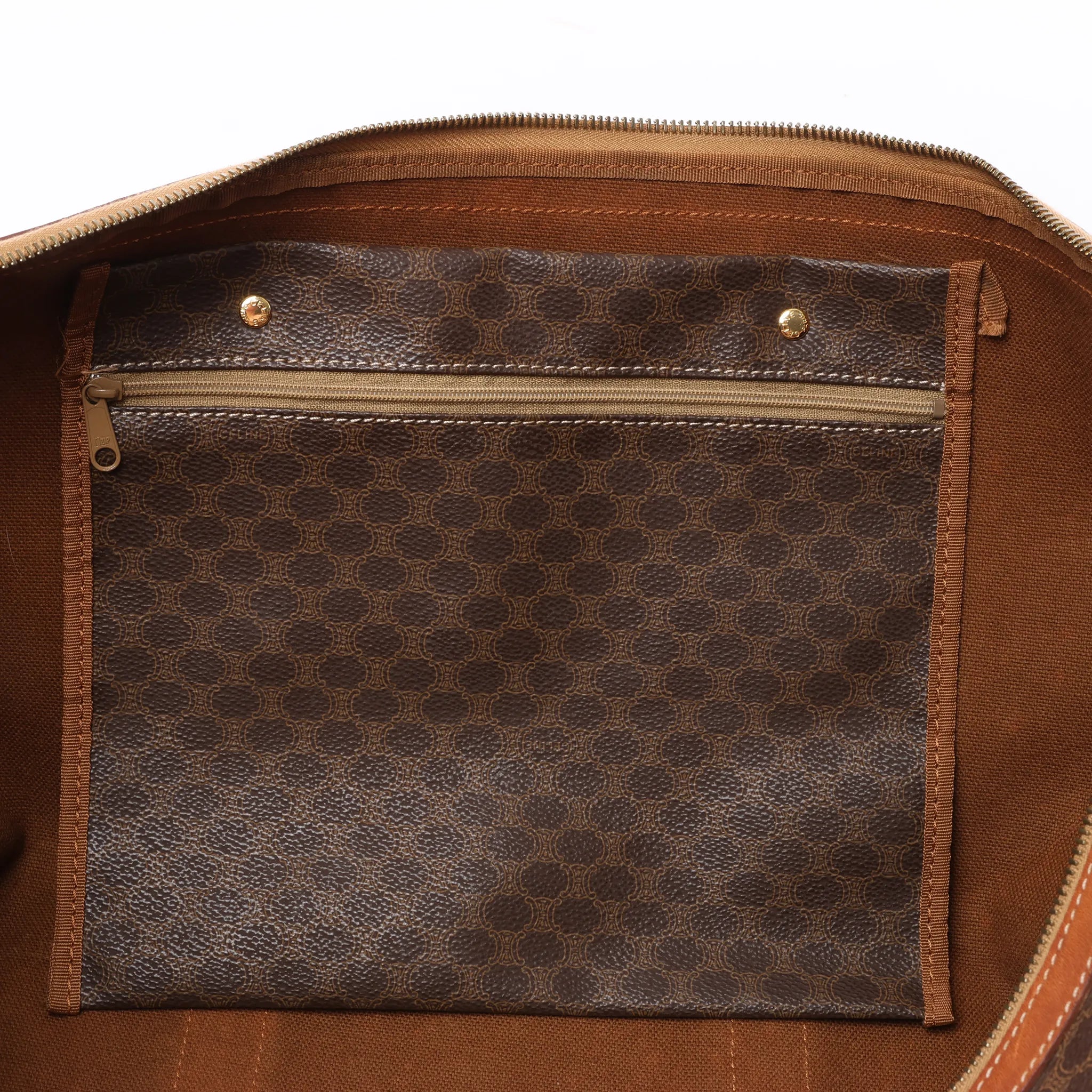 Celine Macadam Boston PVC & Leather Travel Bag in Brown