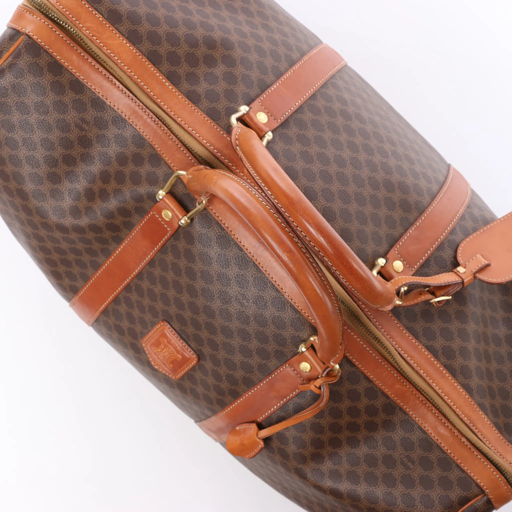 Celine Macadam Boston PVC & Leather Travel Bag in Brown