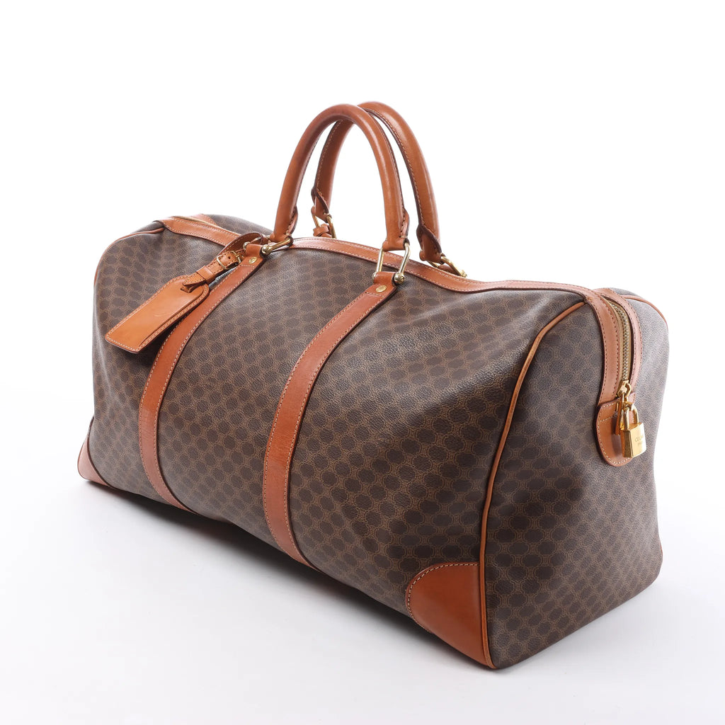 Celine Macadam Boston PVC & Leather Travel Bag in Brown