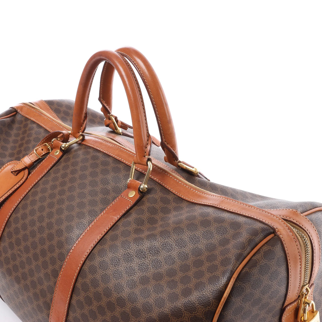 Celine Macadam Boston PVC & Leather Travel Bag in Brown
