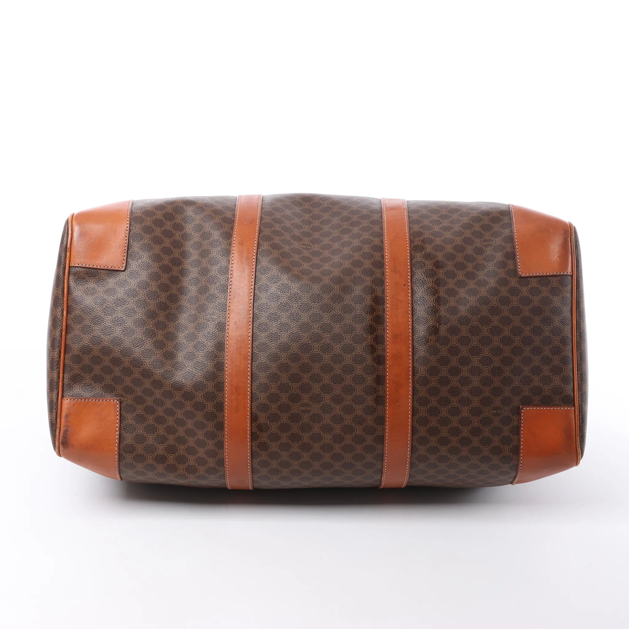 Celine Macadam Boston PVC & Leather Travel Bag in Brown