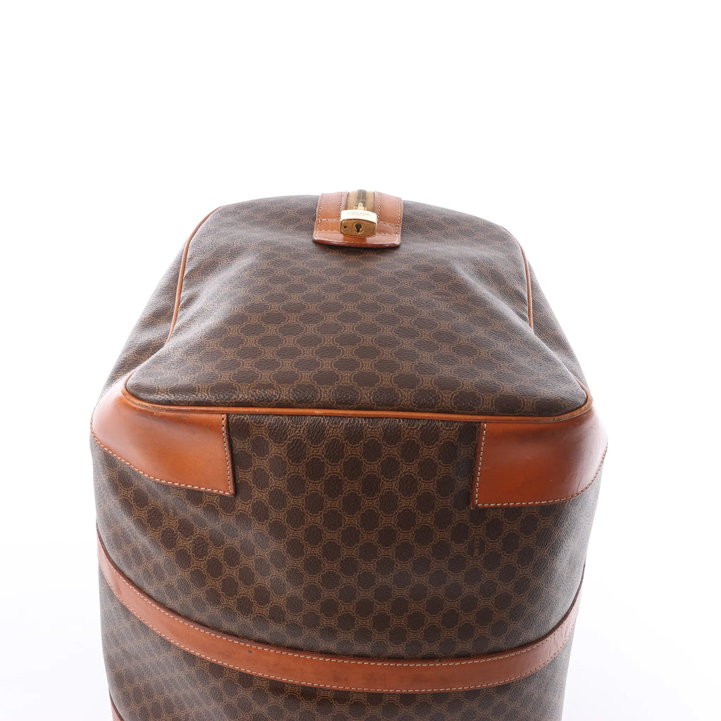 Celine Macadam Boston PVC & Leather Travel Bag in Brown