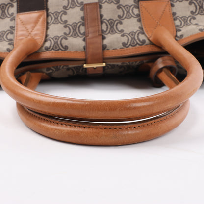 Sac cabas CELINE en toile Macadam et cuir beige et marron