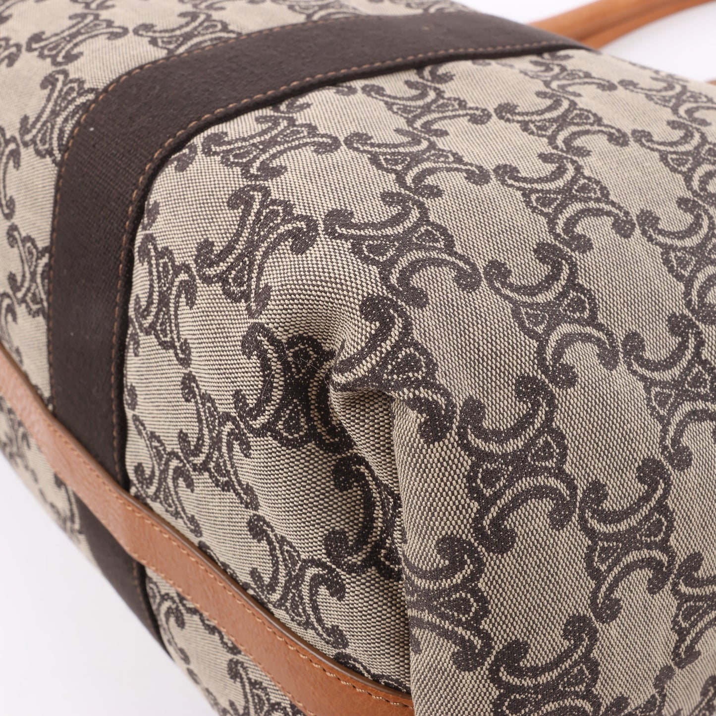 Sac cabas CELINE en toile Macadam et cuir beige et marron