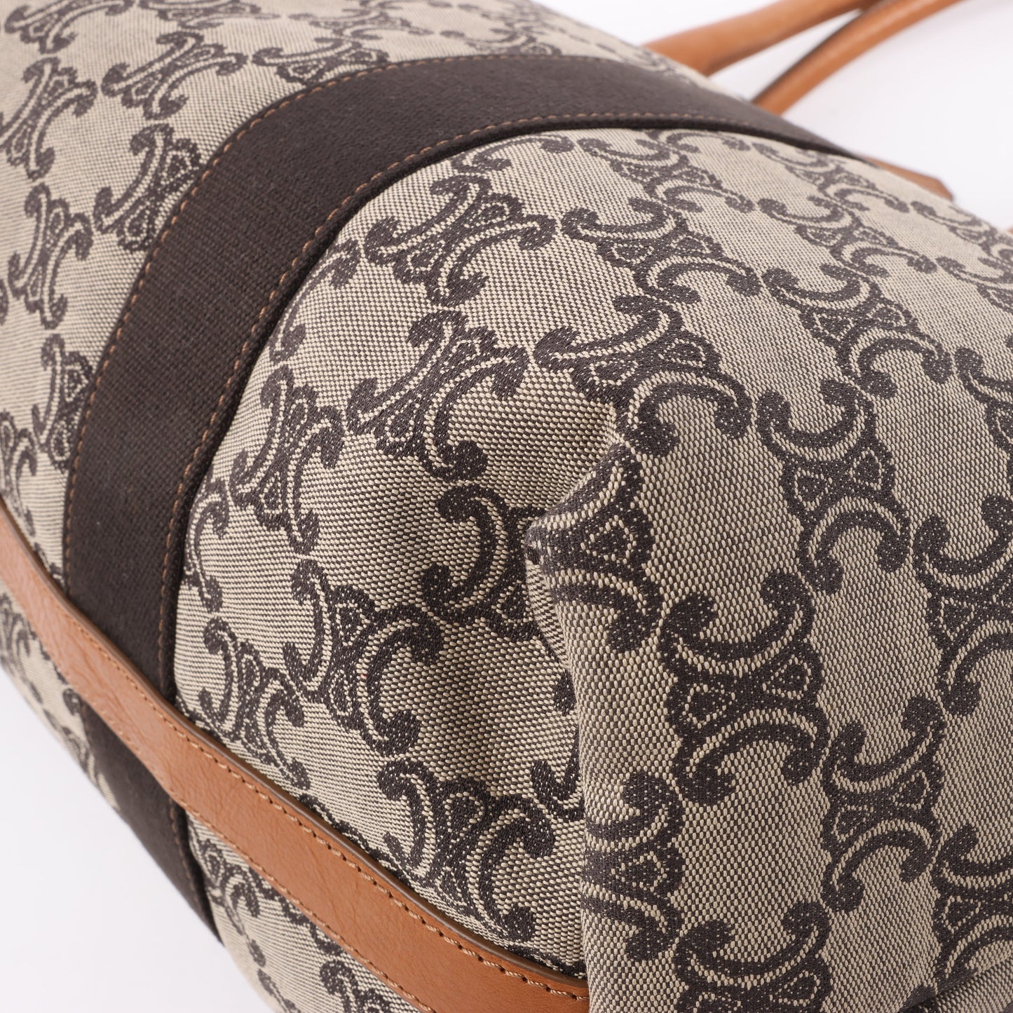 Sac cabas CELINE en toile Macadam et cuir beige et marron