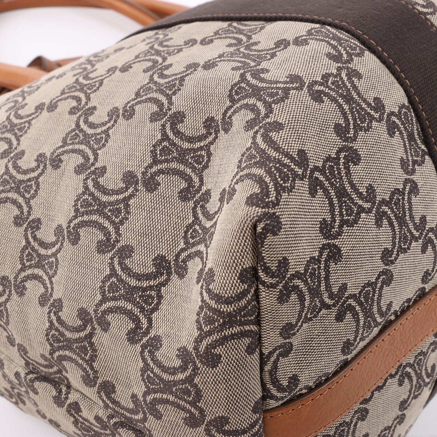 Sac cabas CELINE en toile Macadam et cuir beige et marron
