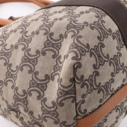 Sac cabas CELINE en toile Macadam et cuir beige et marron