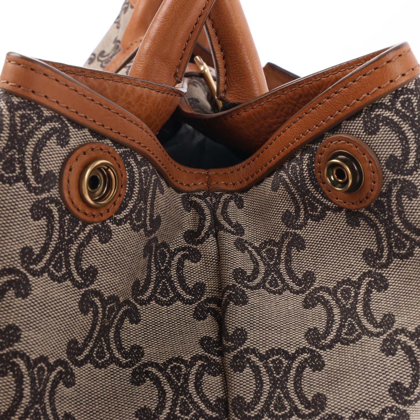 Sac cabas CELINE en toile Macadam et cuir beige et marron