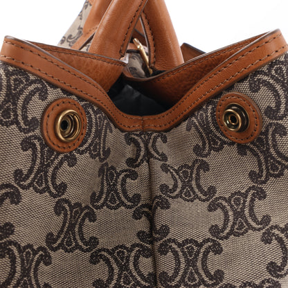 Sac cabas CELINE en toile Macadam et cuir beige et marron