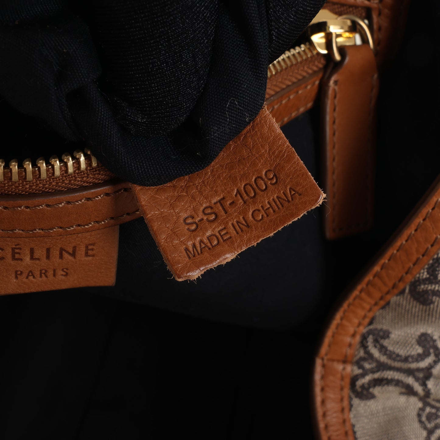 Sac cabas CELINE en toile Macadam et cuir beige et marron