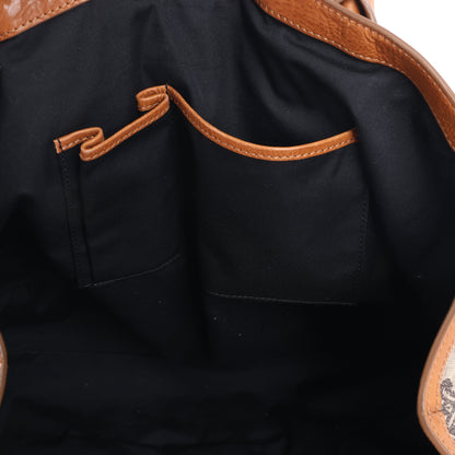 Sac cabas CELINE en toile Macadam et cuir beige et marron