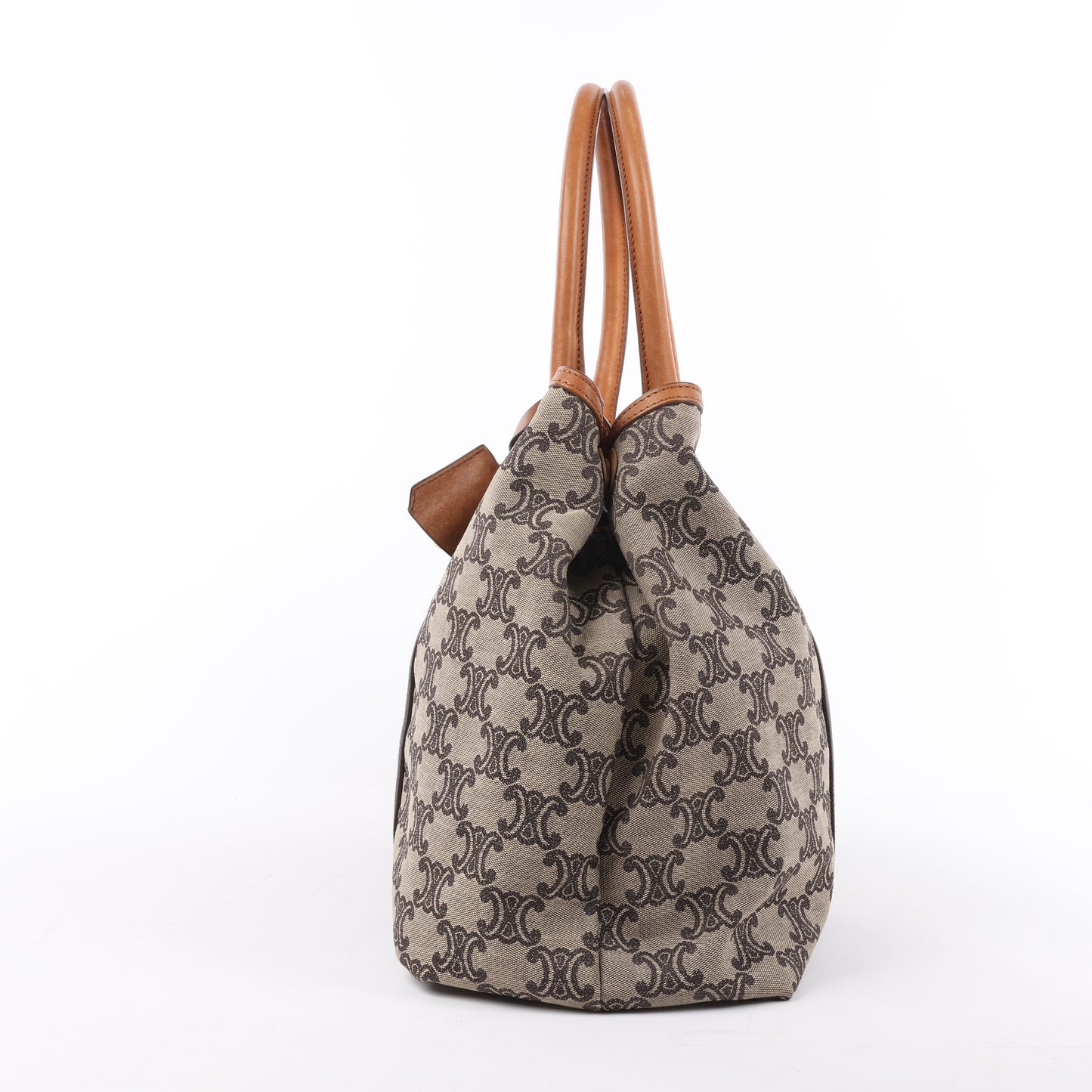 Sac cabas CELINE en toile Macadam et cuir beige et marron