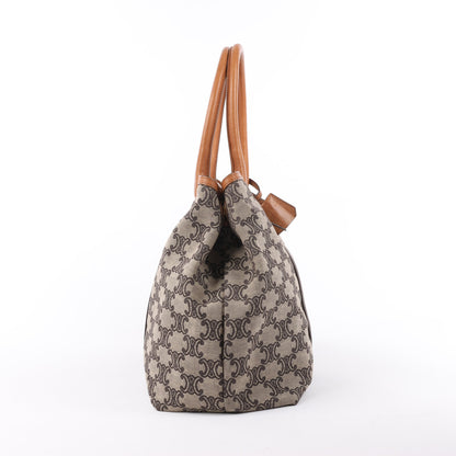 Sac cabas CELINE en toile Macadam et cuir beige et marron