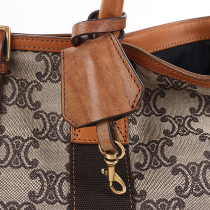 Sac cabas CELINE en toile Macadam et cuir beige et marron
