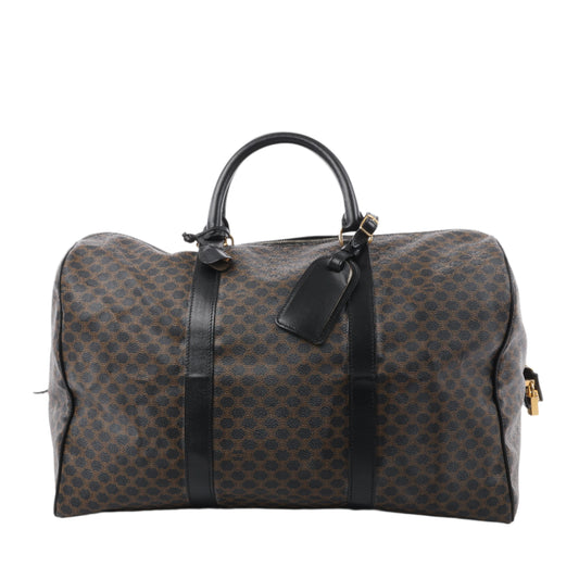 Sac de voyage Boston en PVC et cuir Macadam Celine, noir et marron