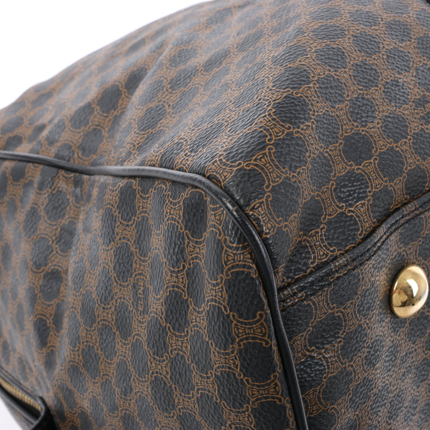 Celine Macadam PVC & Leather Boston Travel bag in Black × Brown