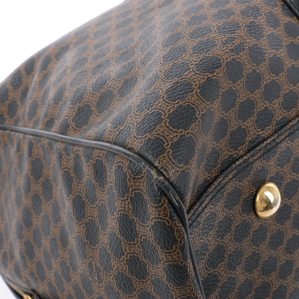 Celine Macadam PVC & Leather Boston Travel bag in Black × Brown