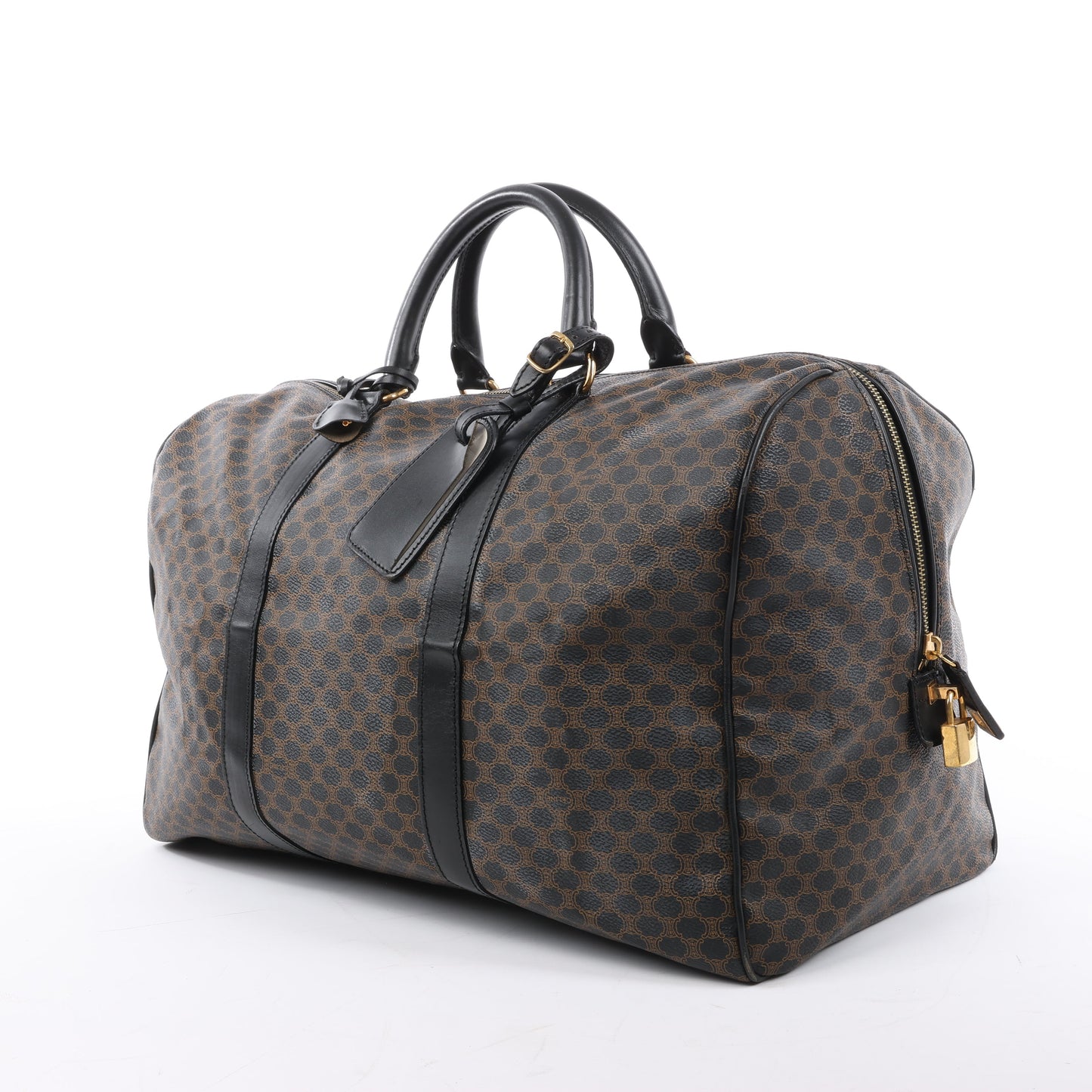 Celine Macadam PVC & Leather Boston Travel bag in Black × Brown