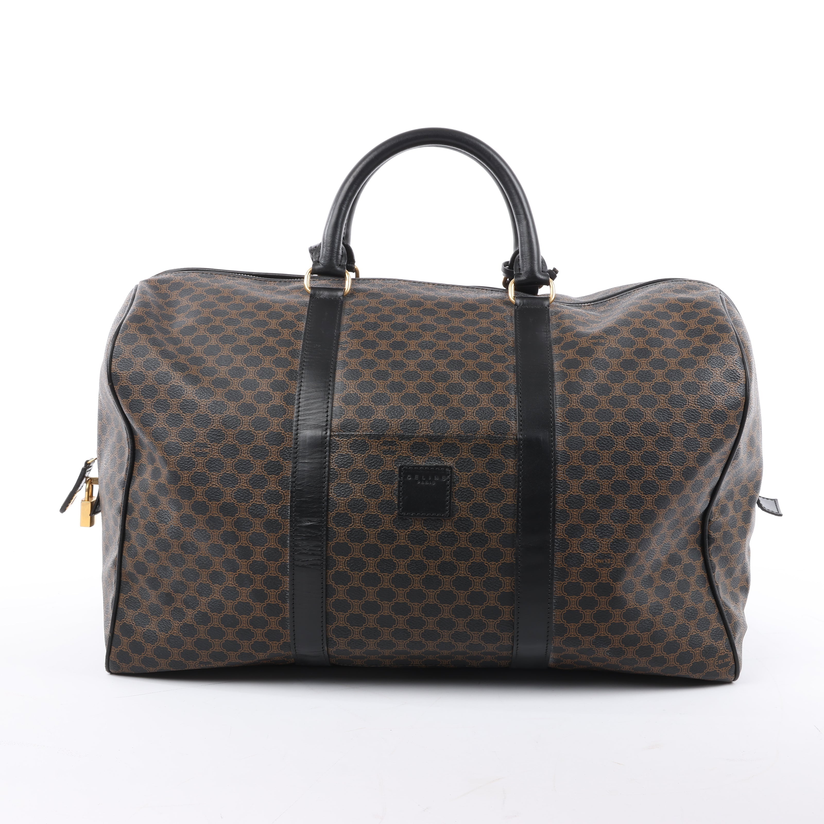 Celine Macadam PVC & Leather Boston Travel bag in Black × Brown